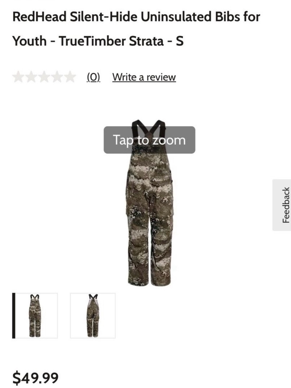 RedHead Youth Overalls in Camouflage
Size youth small